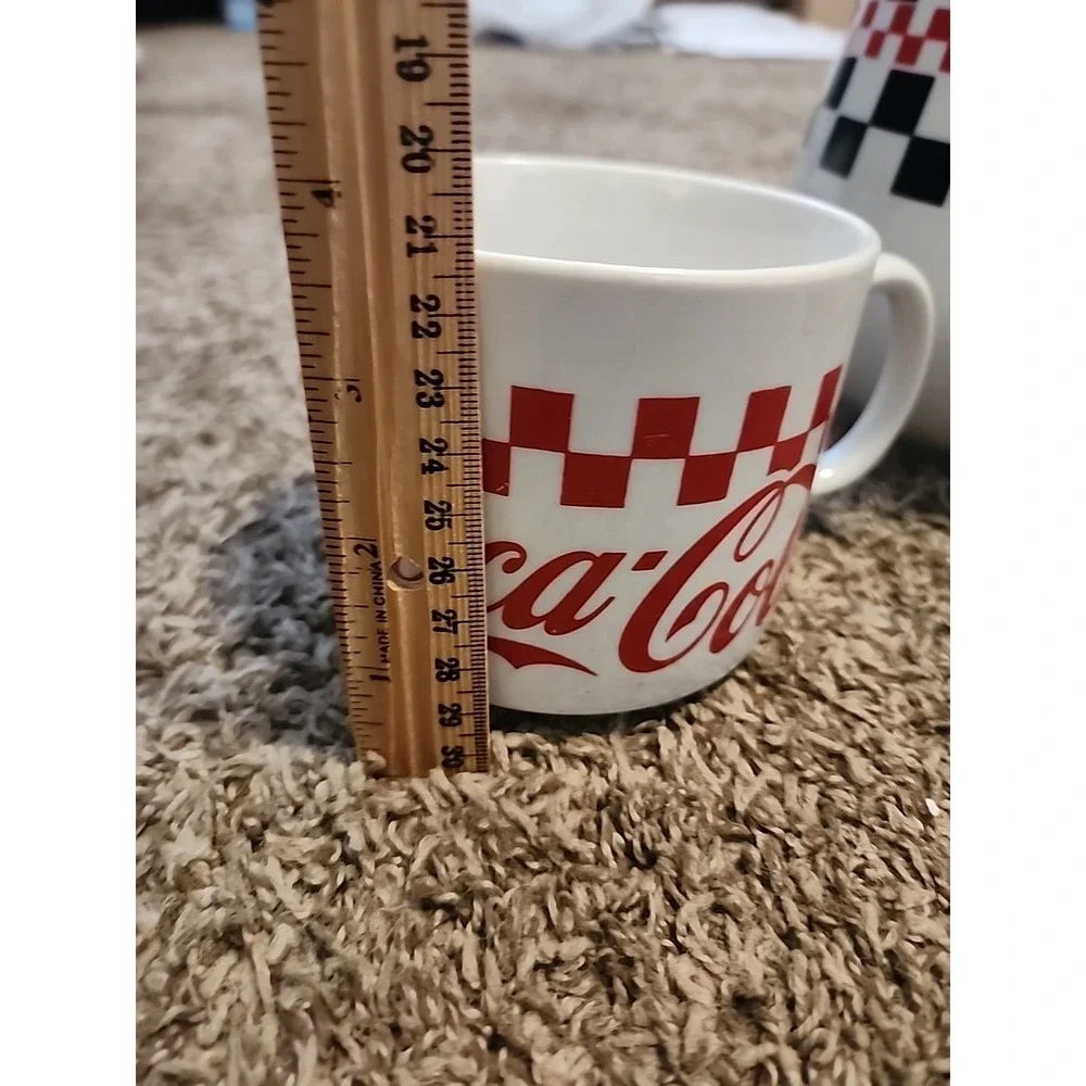 1996‎ Coca-Cola Gibson Red Black Checkered Juice Pitcher Vintage W/ 2 Mugs